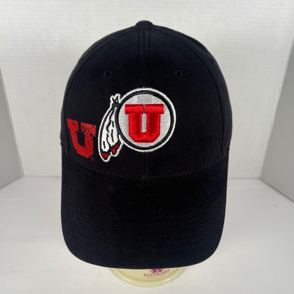 Captivating Headwear University of Utah Utes Hat Black Adjustable Baseball Cap